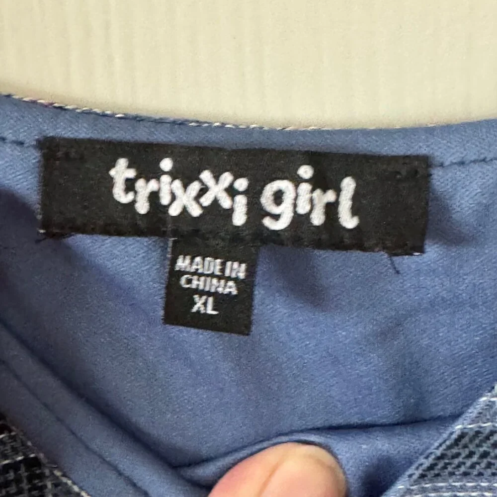 New Trixxi Girl Girls Blue Plaid Dress Size XL Extra Large